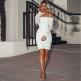 Lace Dress Lone Sleeve Evening Party Summer Mini DressesWomen's Lace Dress Lone Sleeve Evening Party Summer Mini Dresses